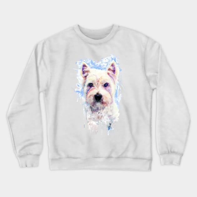 Westie Head Crewneck Sweatshirt by Marian Voicu